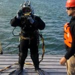 Diver Getting Ready Off Bow Door